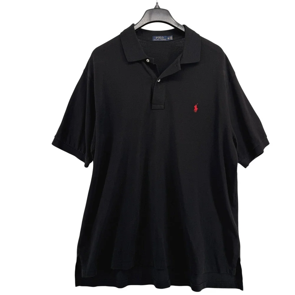 Polo Ralph‎ Lauren Polo Shirt Mens 2XB BIG Pre-Owned Polo Black Red Pony Cotton
